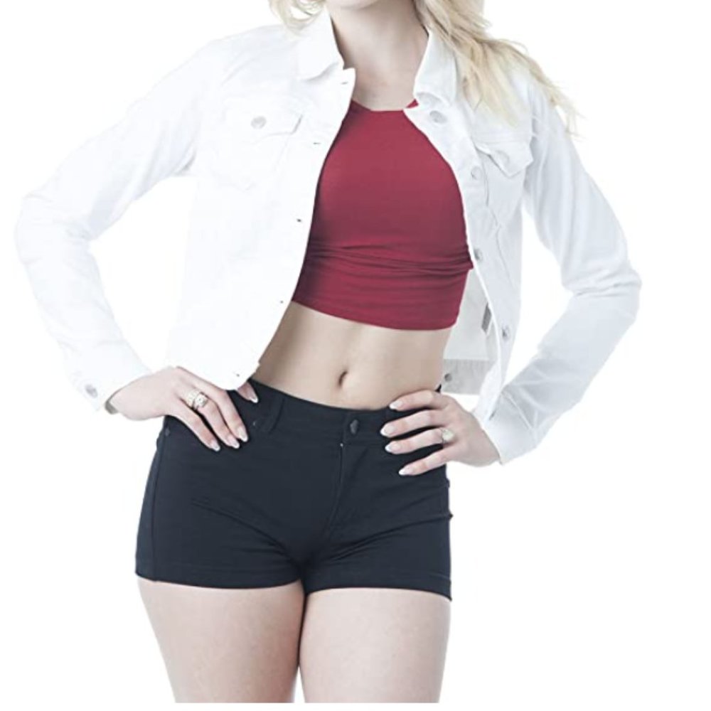NWT - Women's Basic Button Down Denim Jean Jacket (WHITE)